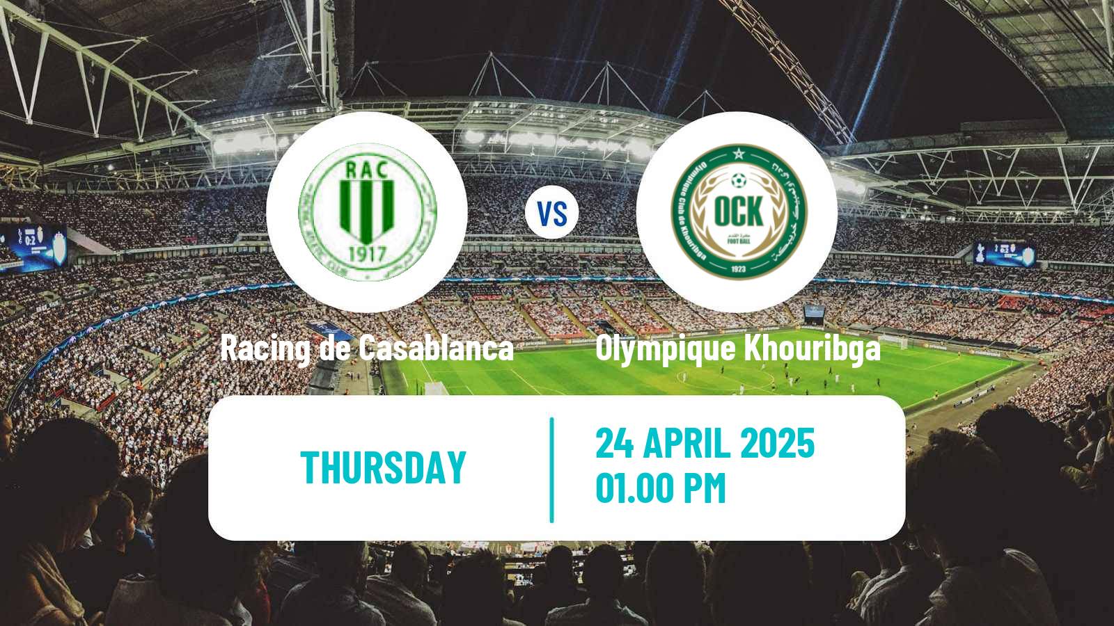 Soccer Moroccan Botola 2 Racing de Casablanca - Olympique Khouribga