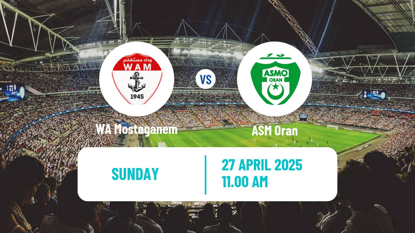 Soccer Algerian Ligue 2 WA Mostaganem - ASM Oran