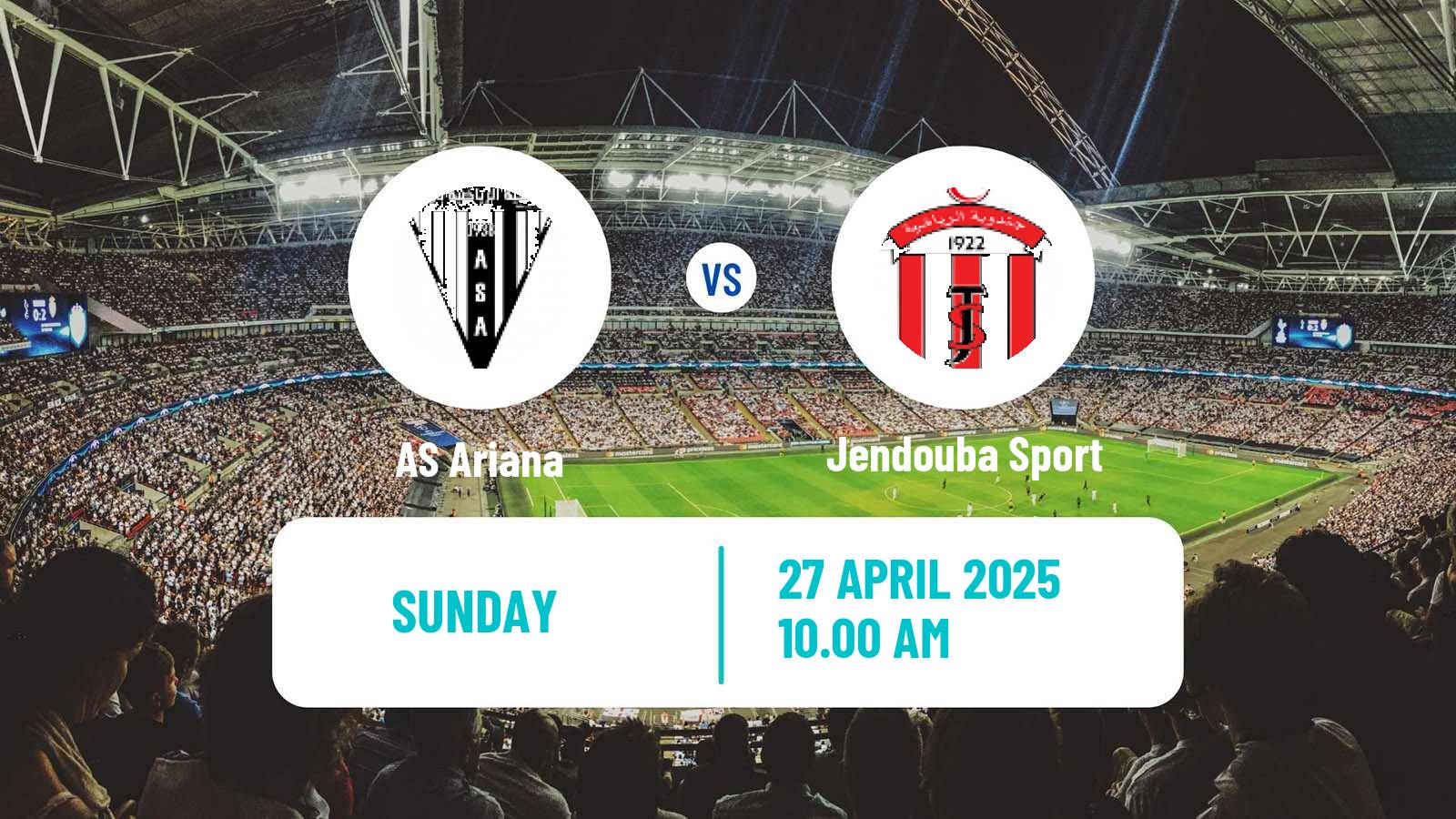 Soccer Tunisian Ligue 2 Ariana - Jendouba Sport