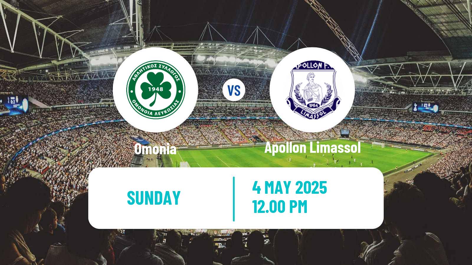 Soccer Cypriot First Division Omonia - Apollon Limassol