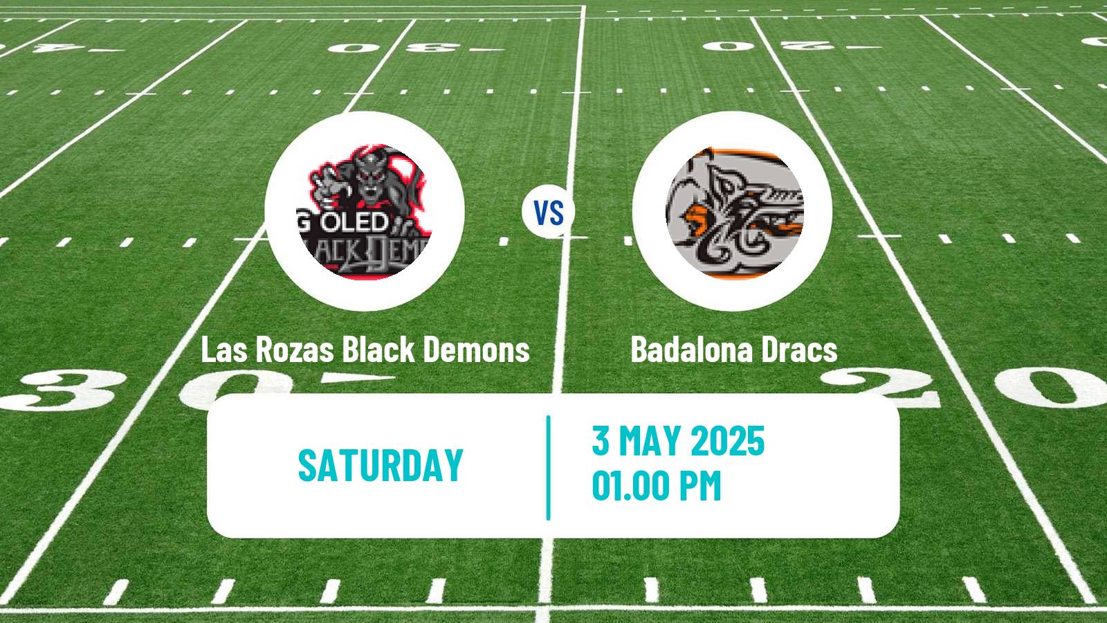 American football Spanish LNFA Serie A Las Rozas Black Demons - Badalona Dracs