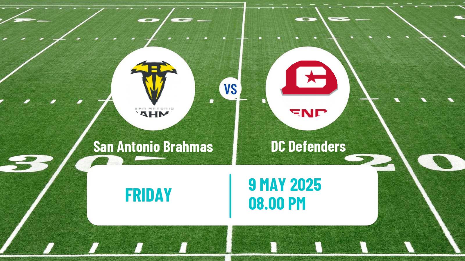 American football UFL San Antonio Brahmas - DC Defenders