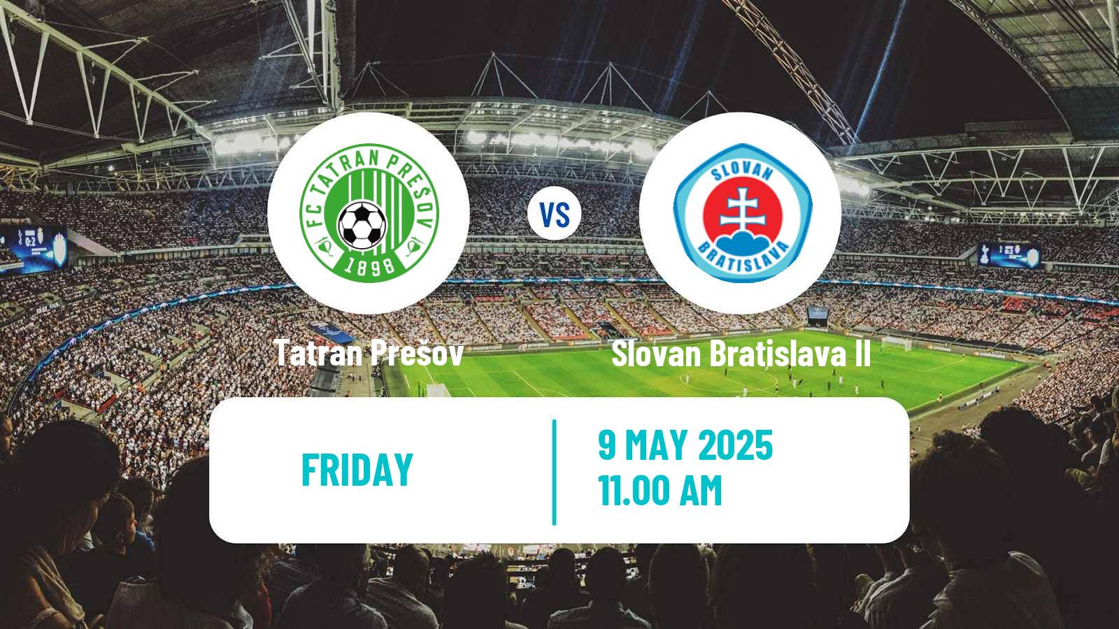 Soccer Slovak 2 Liga Tatran Prešov - Slovan Bratislava II
