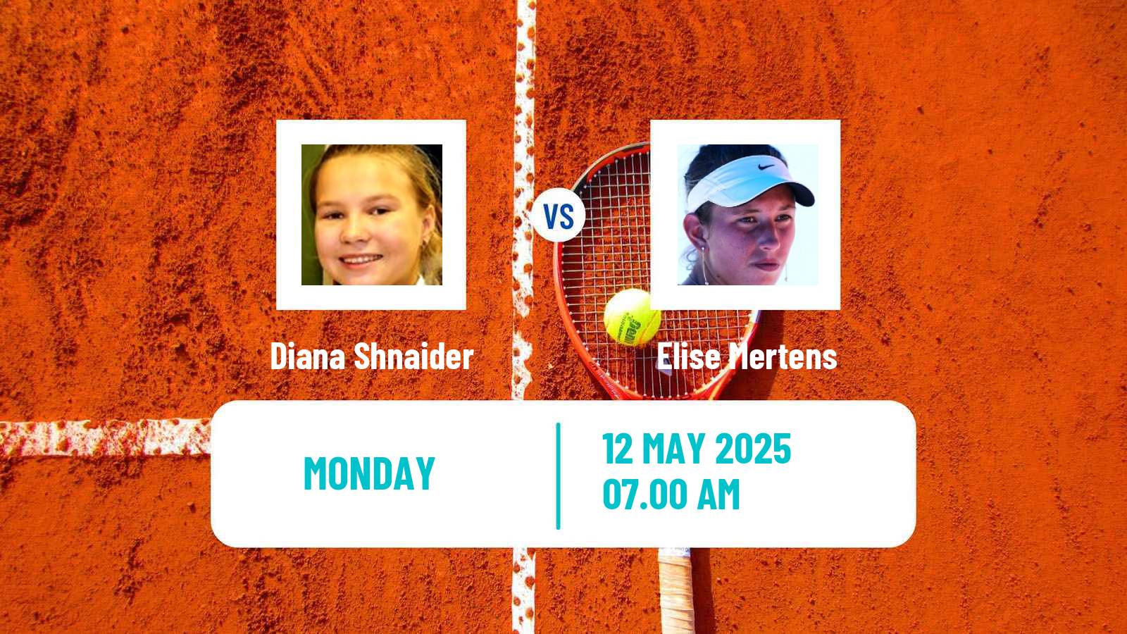 Tennis WTA Roma Diana Shnaider - Elise Mertens