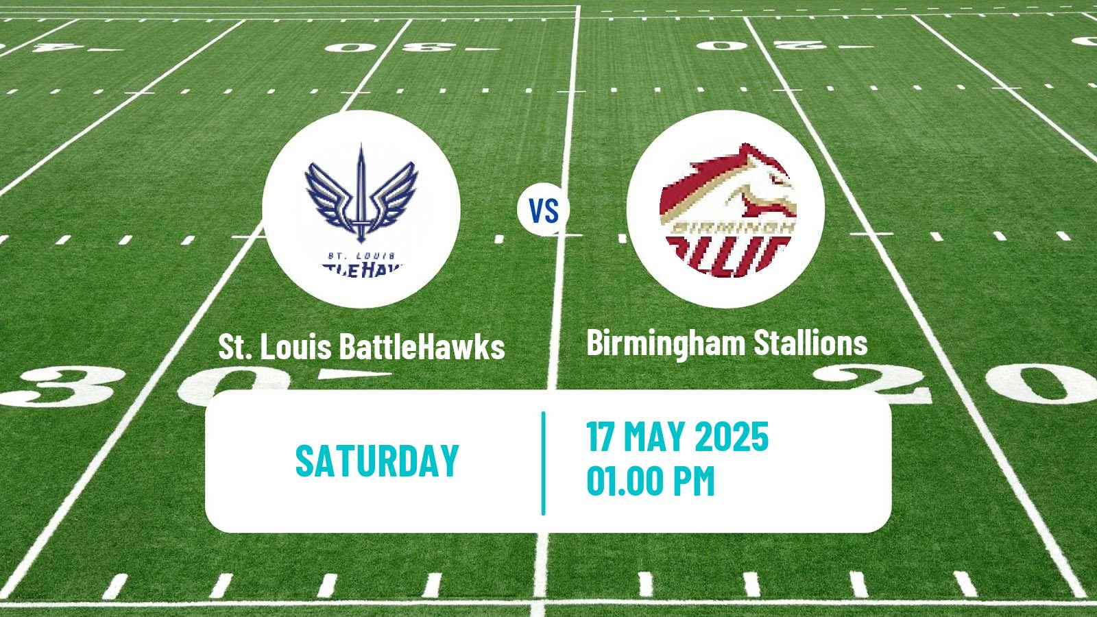 American football UFL St. Louis BattleHawks - Birmingham Stallions