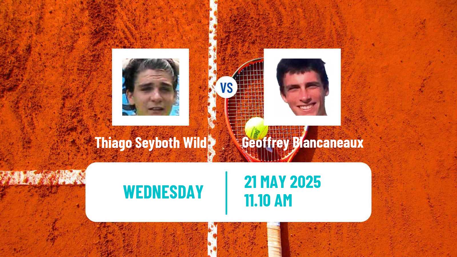 Tennis ATP Roland Garros Thiago Seyboth Wild - Geoffrey Blancaneaux