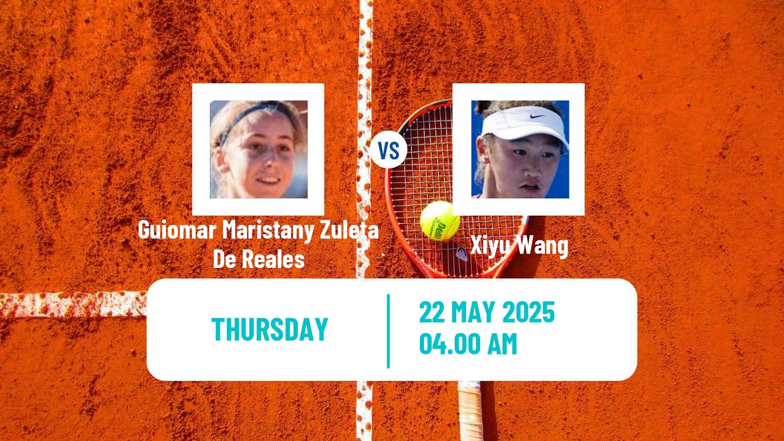 Tennis WTA Roland Garros Guiomar Maristany Zuleta De Reales - Xiyu Wang