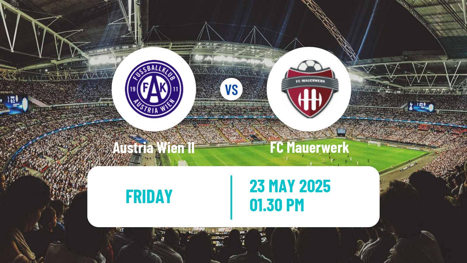 Soccer Austrian Regionalliga East Austria Wien II - Mauerwerk