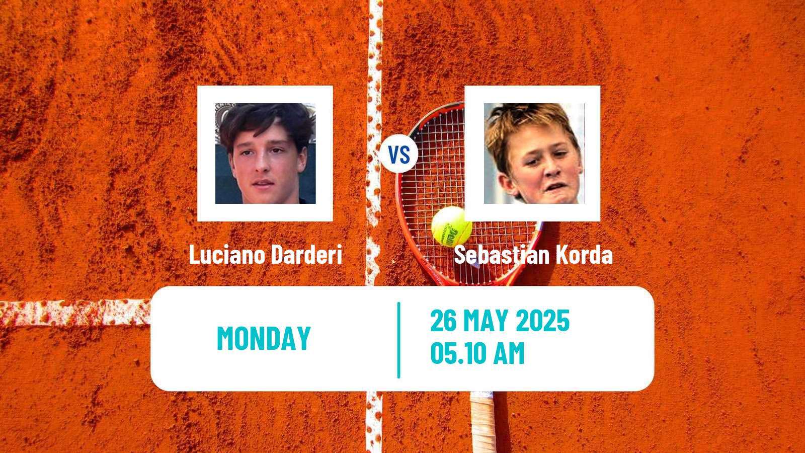 Tennis ATP Roland Garros Luciano Darderi - Sebastian Korda