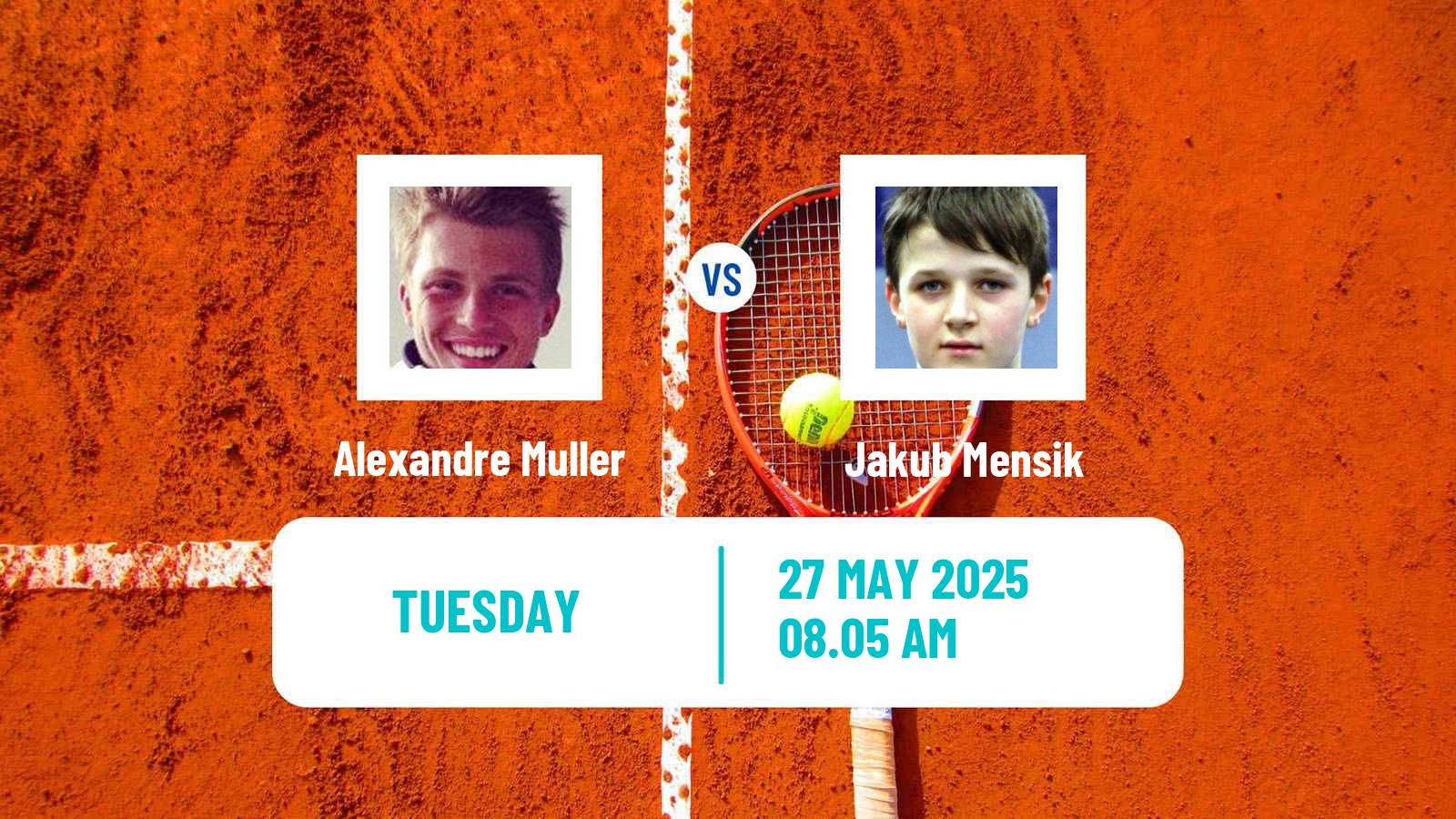 Tennis ATP Roland Garros Alexandre Muller - Jakub Mensik