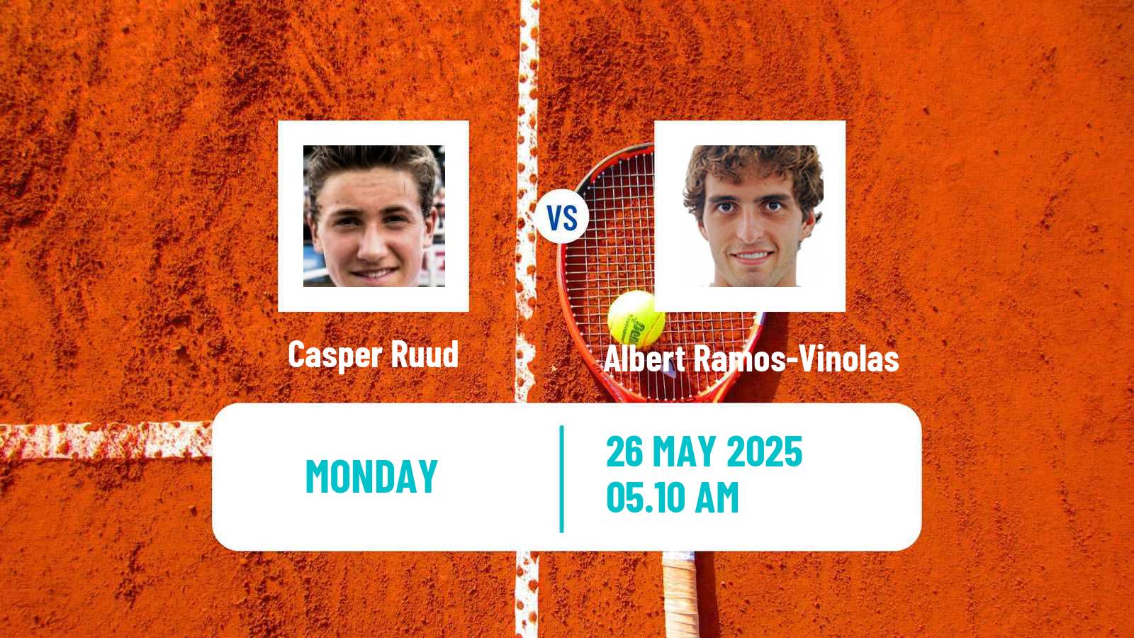 Tennis ATP Roland Garros Casper Ruud - Albert Ramos-Vinolas