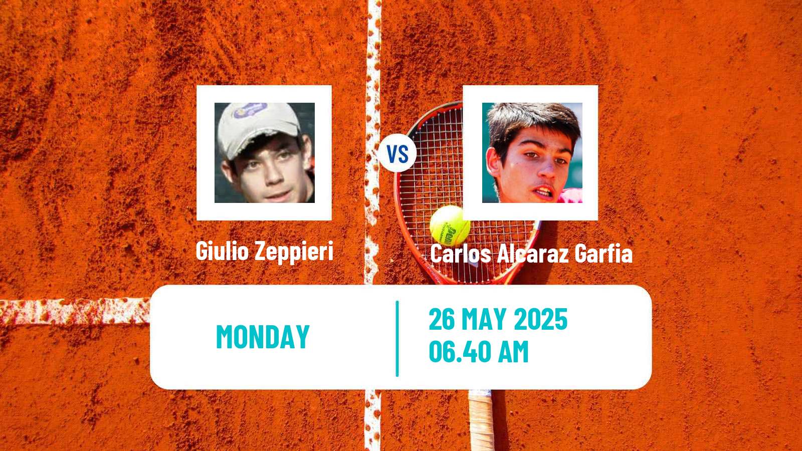Tennis ATP Roland Garros Giulio Zeppieri - Carlos Alcaraz Garfia