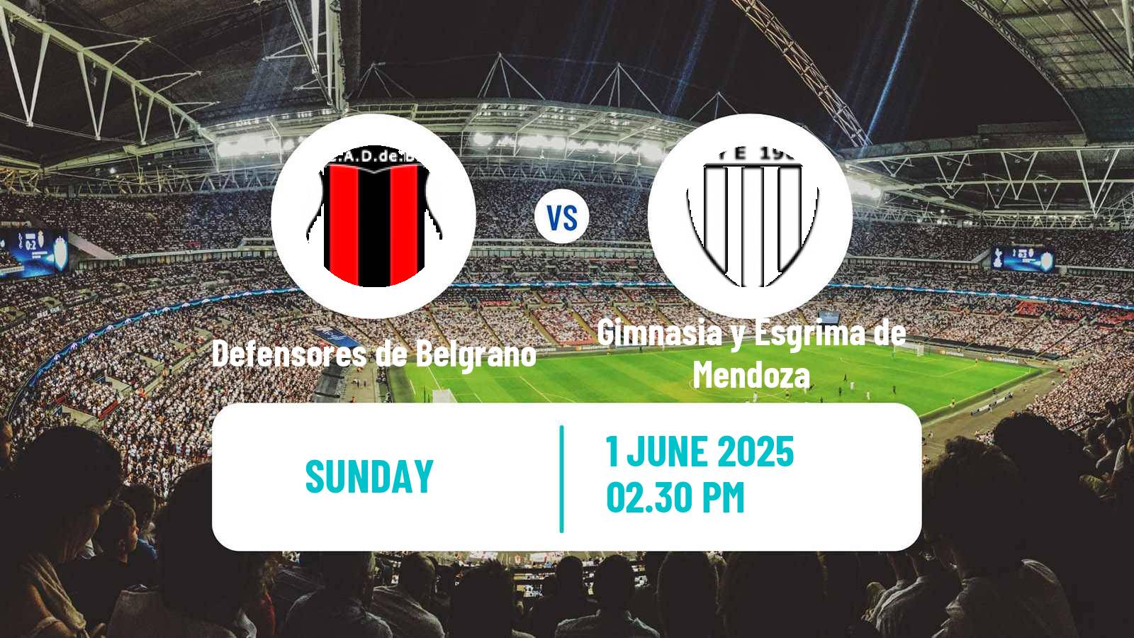 Soccer Argentinian Primera Nacional Defensores de Belgrano - Gimnasia y Esgrima de Mendoza