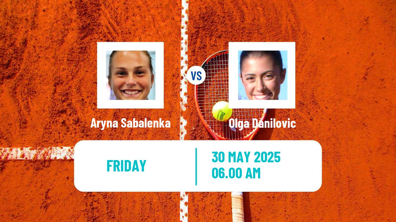 Tennis WTA Roland Garros Aryna Sabalenka - Olga Danilovic
