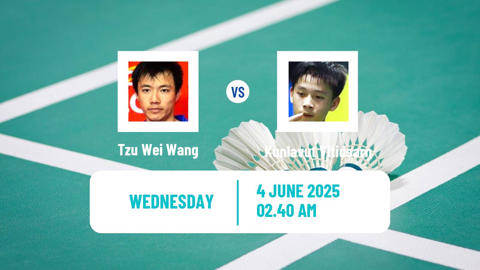 Badminton BWF World Tour Indonesia Open Men Tzu Wei Wang - Kunlavut Vitidsarn