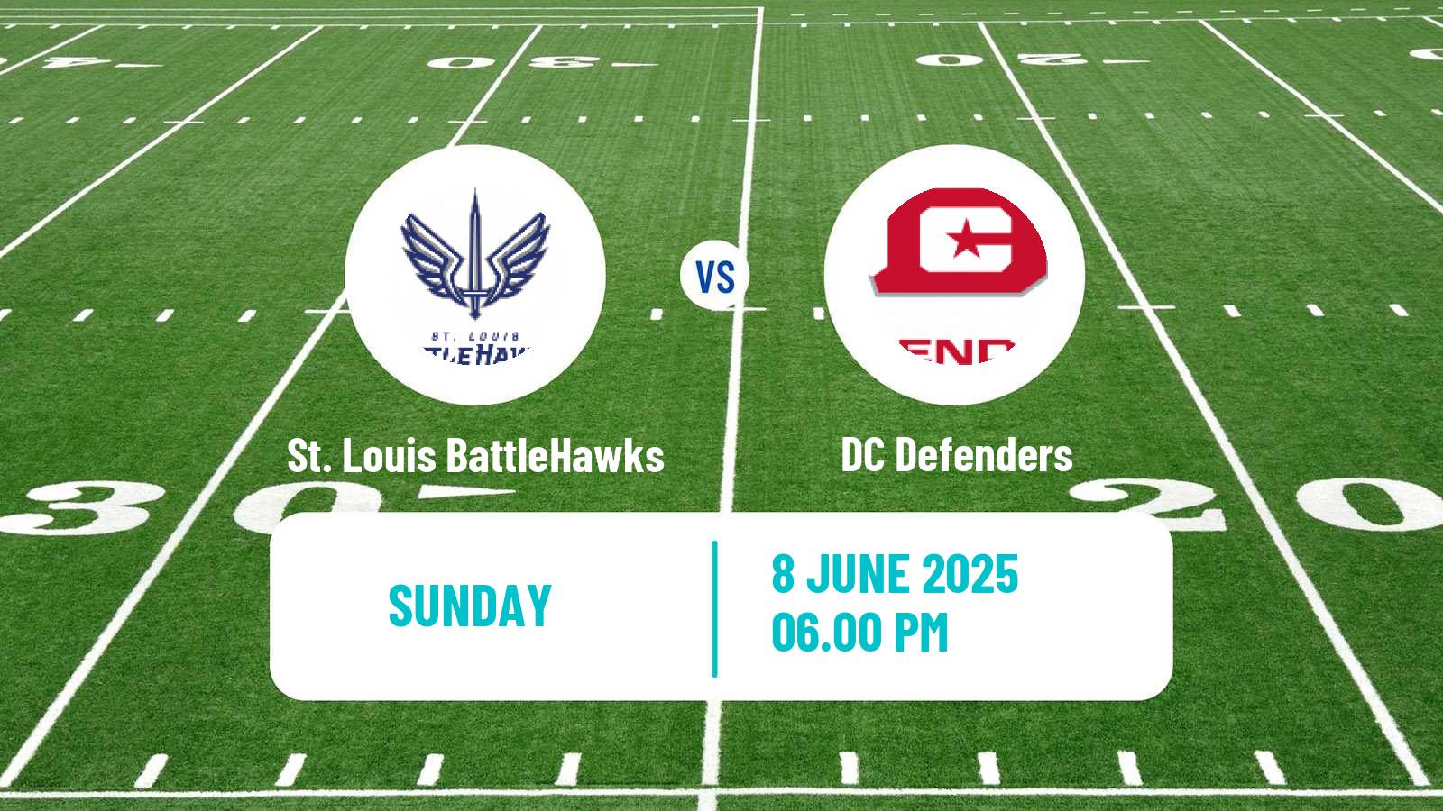 American football UFL St. Louis BattleHawks - DC Defenders