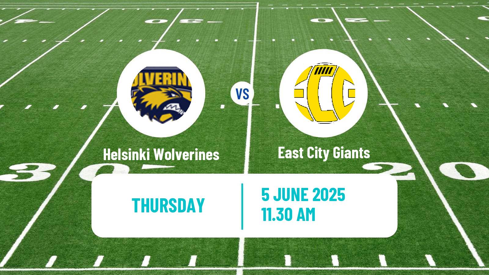 American football Finnish Vaahteraliiga Helsinki Wolverines - East City Giants