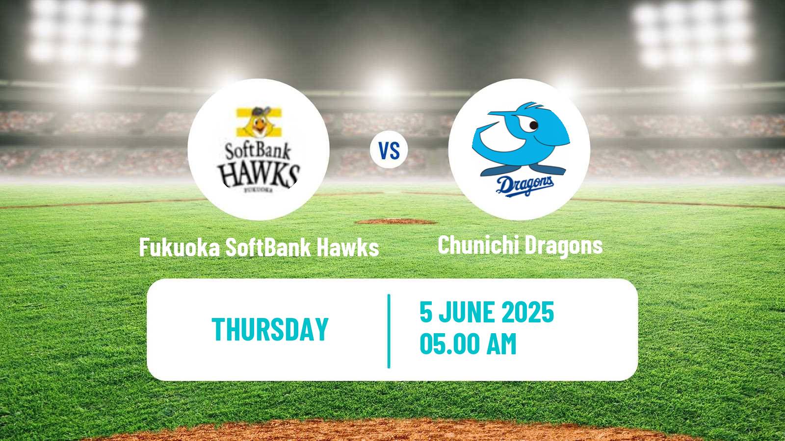 Baseball NPB Fukuoka SoftBank Hawks - Chunichi Dragons