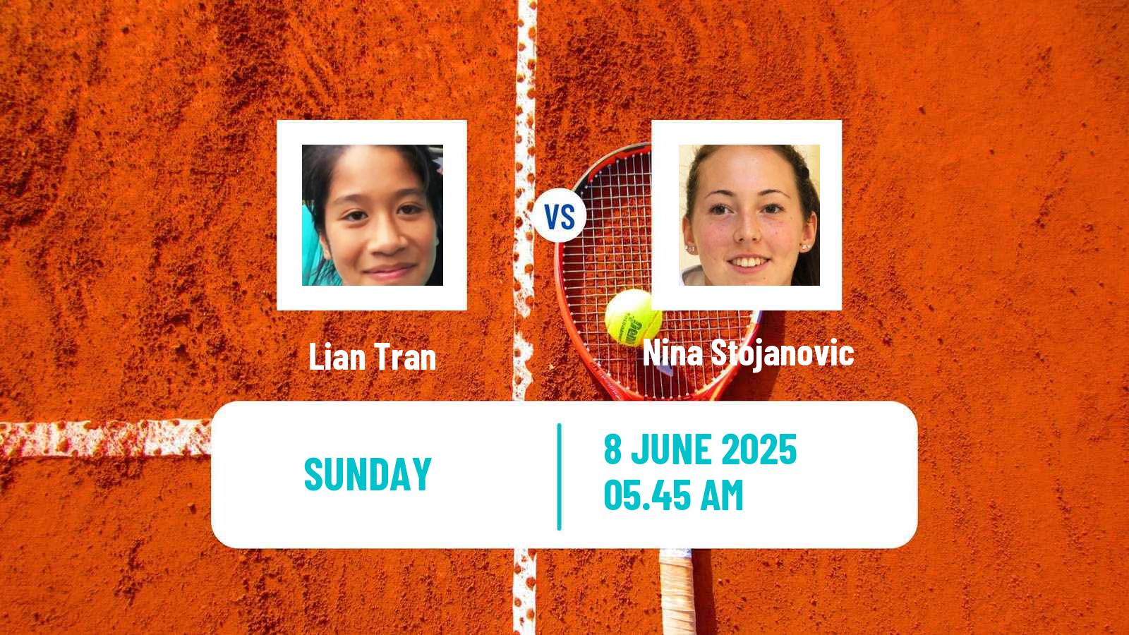 Tennis WTA Hertogenbosch Lian Tran - Nina Stojanovic