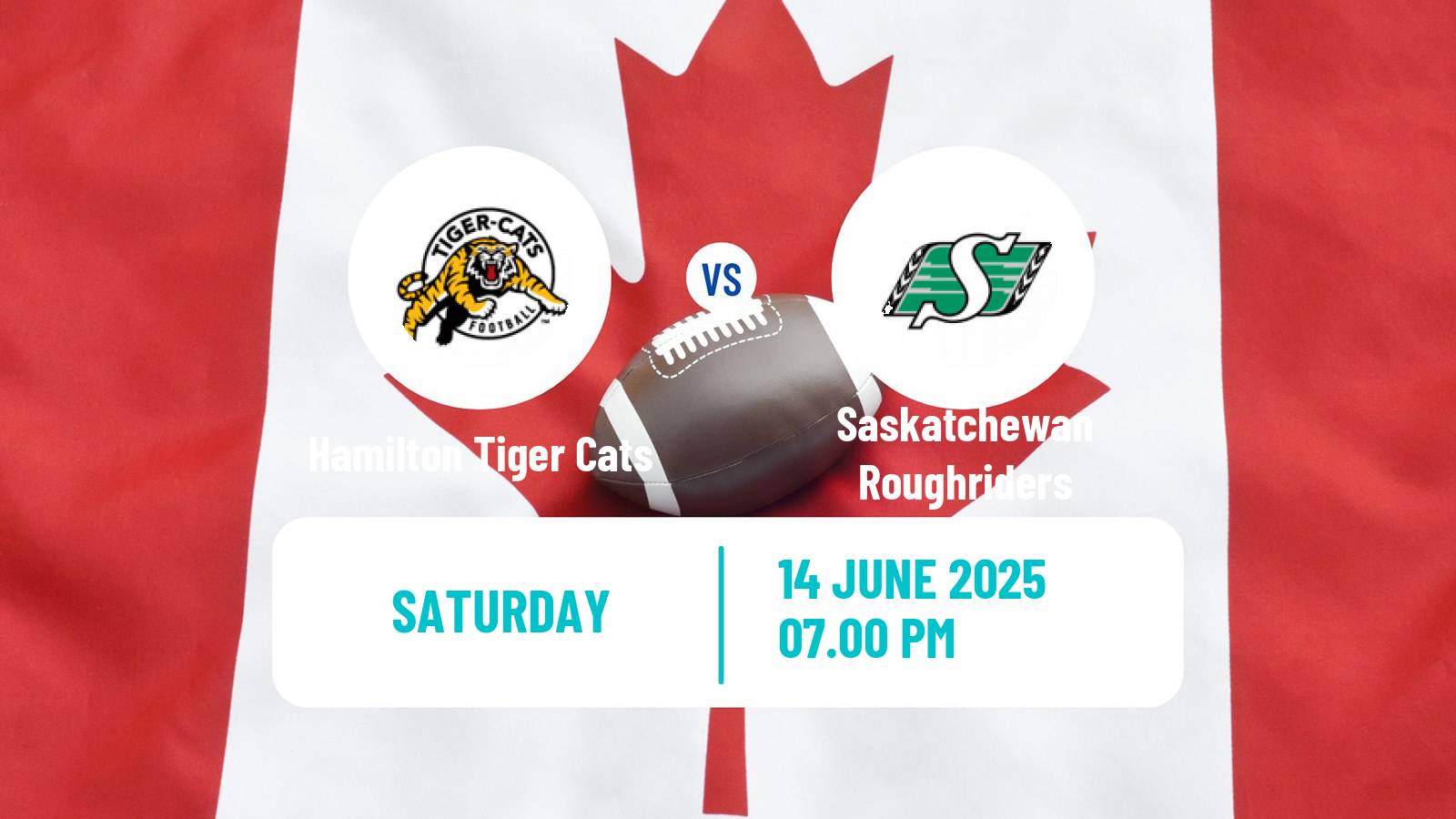 Canadian football CFL Hamilton Tiger Cats - Saskatchewan Roughriders