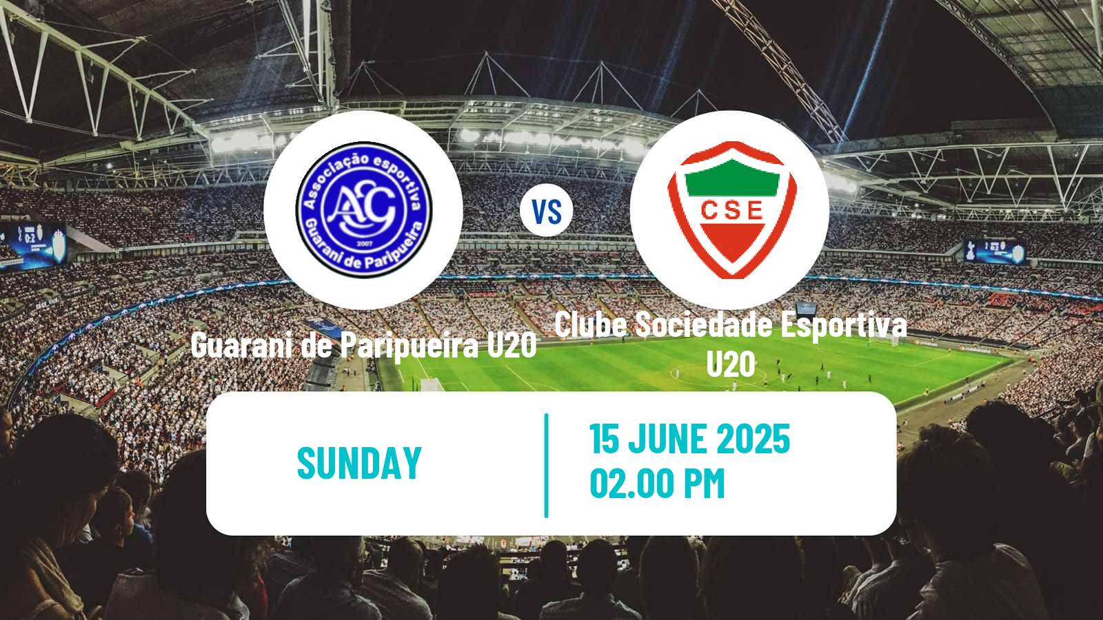 Soccer Brazilian Alagoano U20 Guarani de Paripueira U20 - Clube Sociedade Esportiva U20