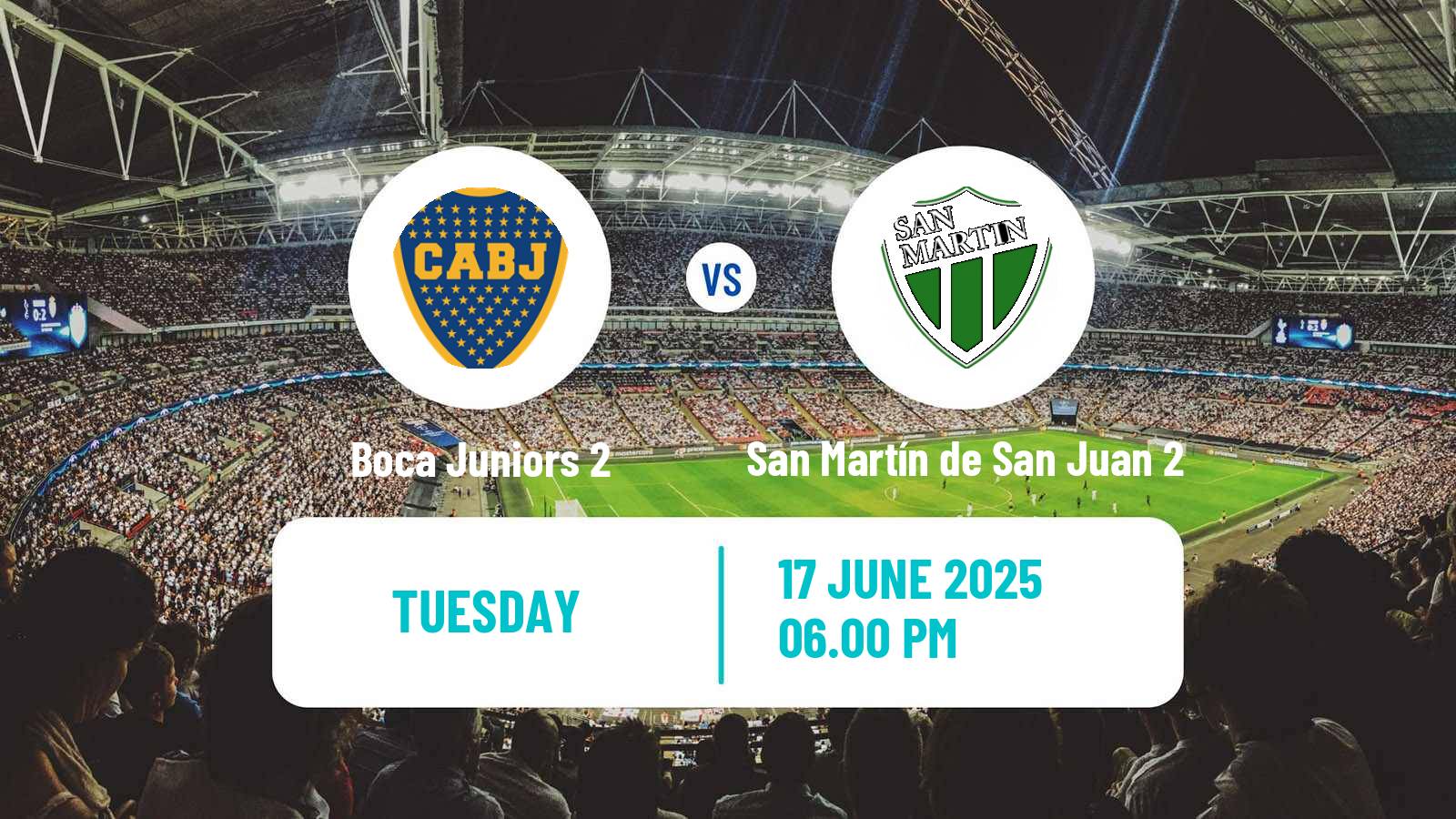 Soccer Argentinian Reserve League Boca Juniors 2 - San Martín de San Juan 2