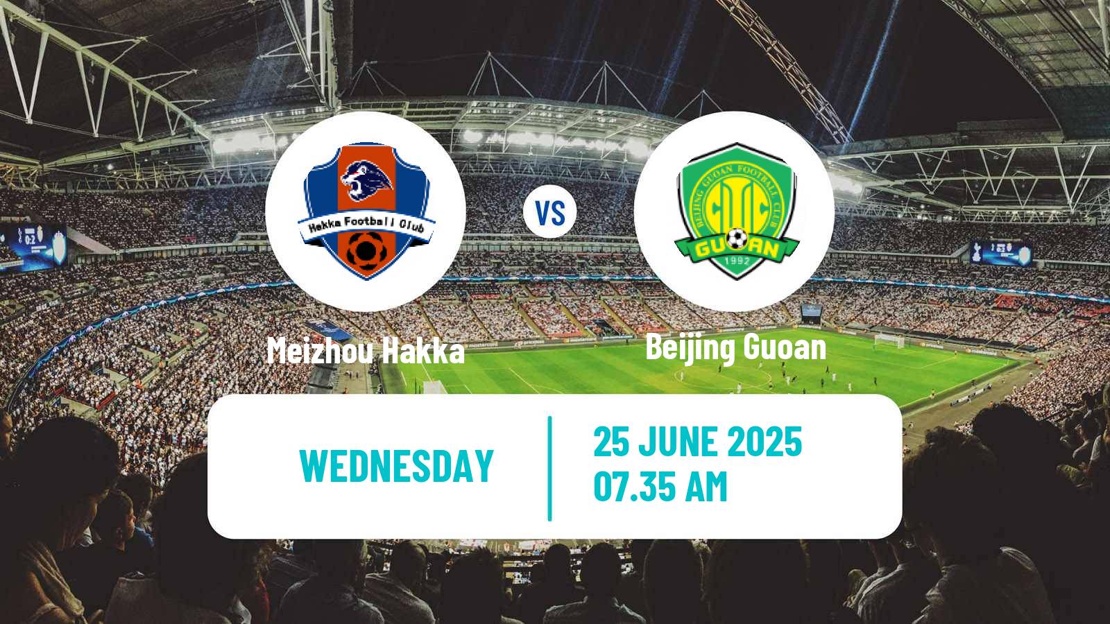 Soccer Chinese Super League Meizhou Hakka - Beijing Guoan