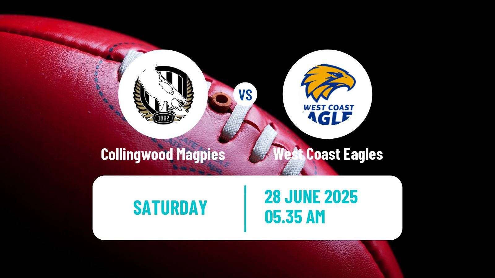 Aussie rules AFL Collingwood Magpies - West Coast Eagles