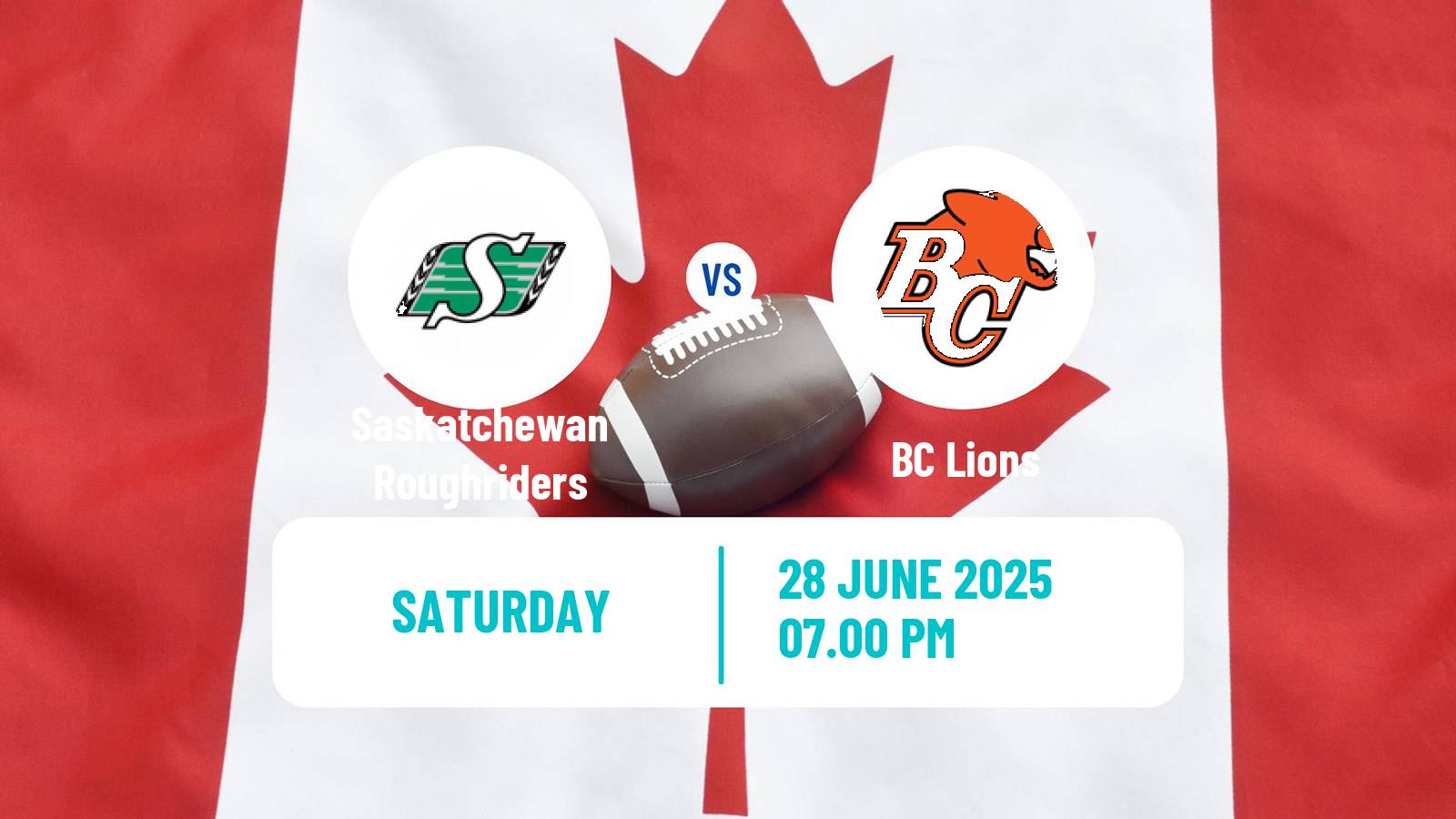 Canadian football CFL Saskatchewan Roughriders - BC Lions
