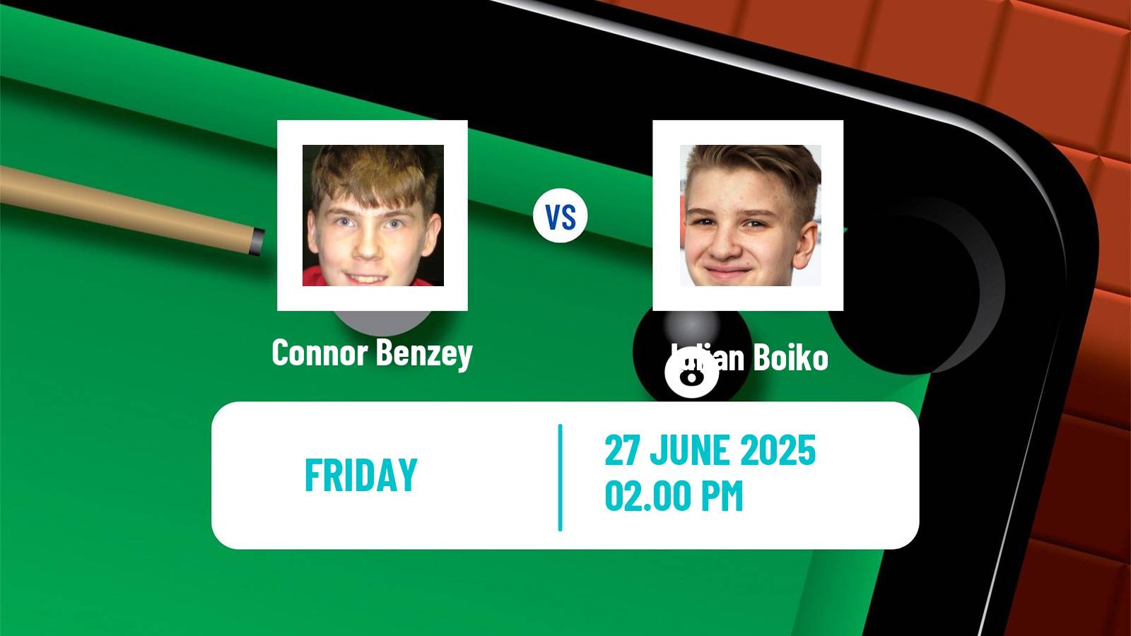 Snooker British Open Connor Benzey - Iulian Boiko