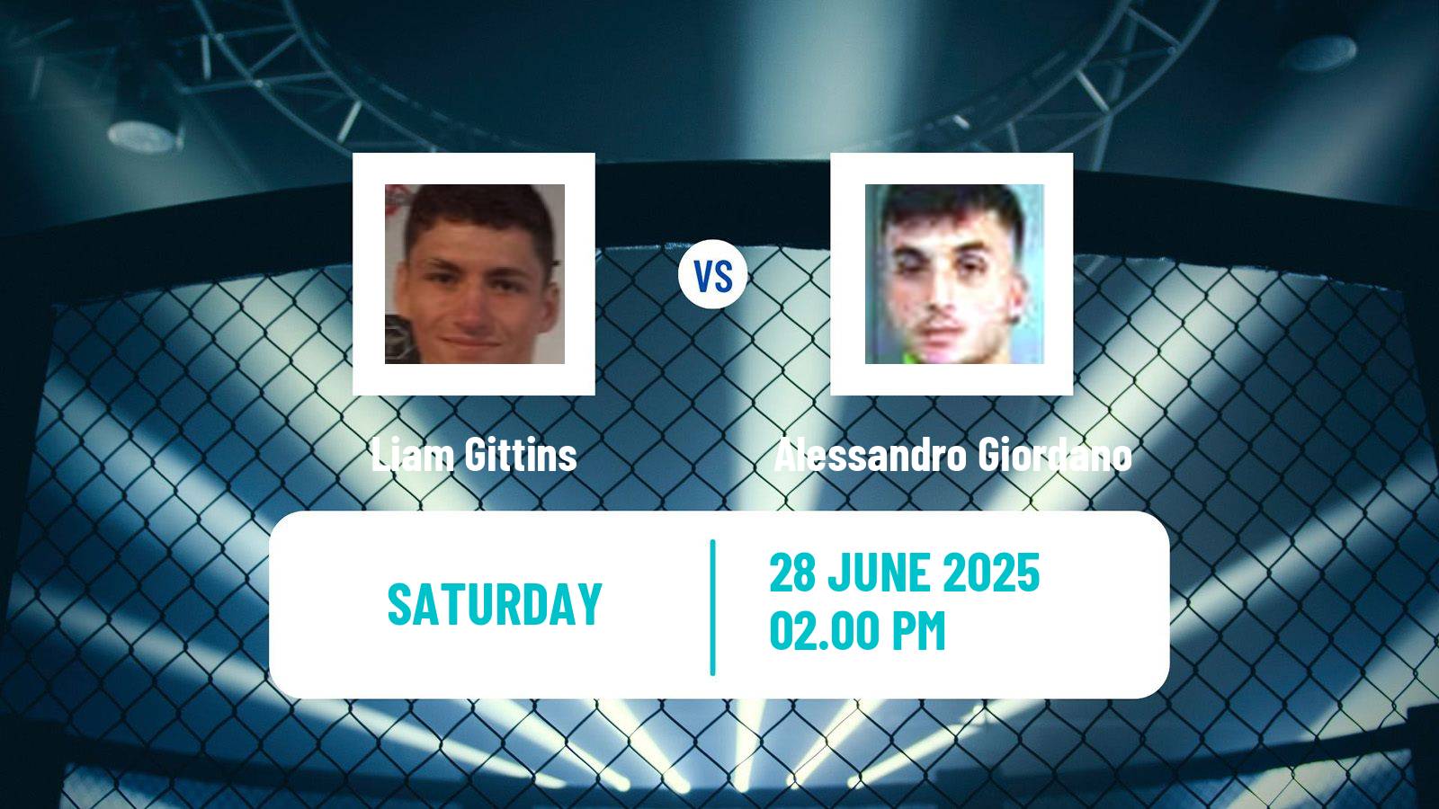 MMA Bantamweight Cage Warriors Men Liam Gittins - Alessandro Giordano