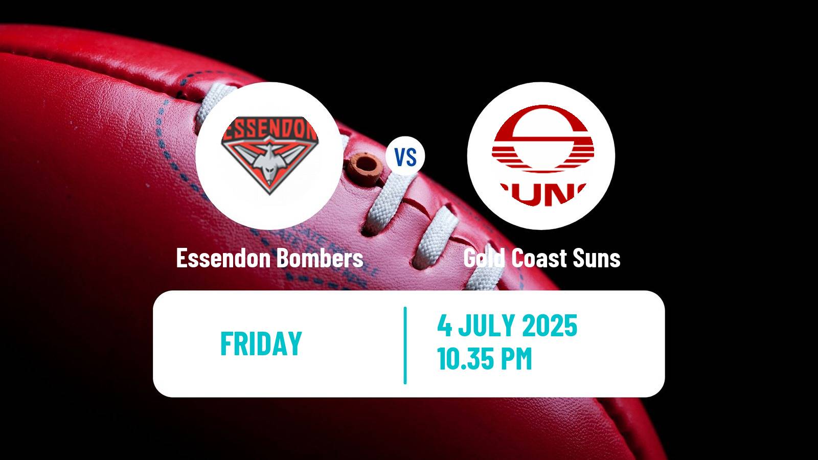 Aussie rules AFL Essendon Bombers - Gold Coast Suns