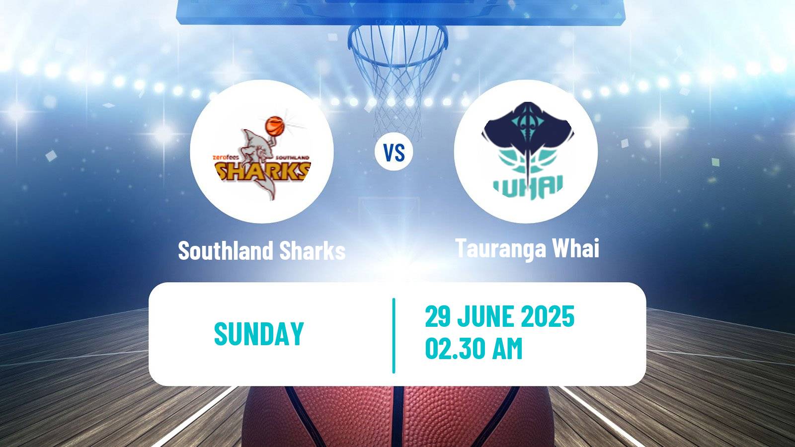 Basketball New Zealand NBL Southland Sharks - Tauranga Whai