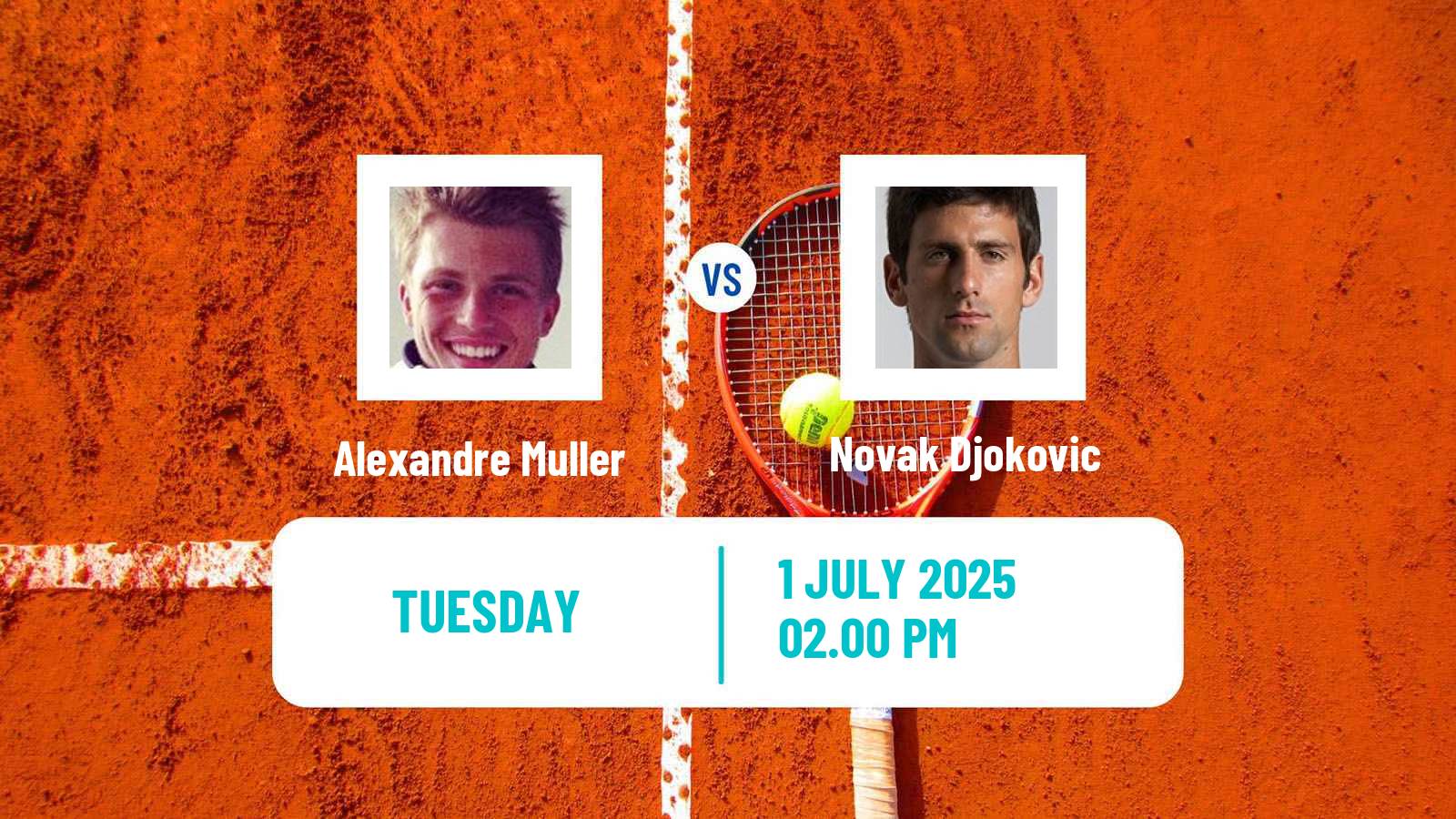 Tennis ATP Wimbledon Alexandre Muller - Novak Djokovic