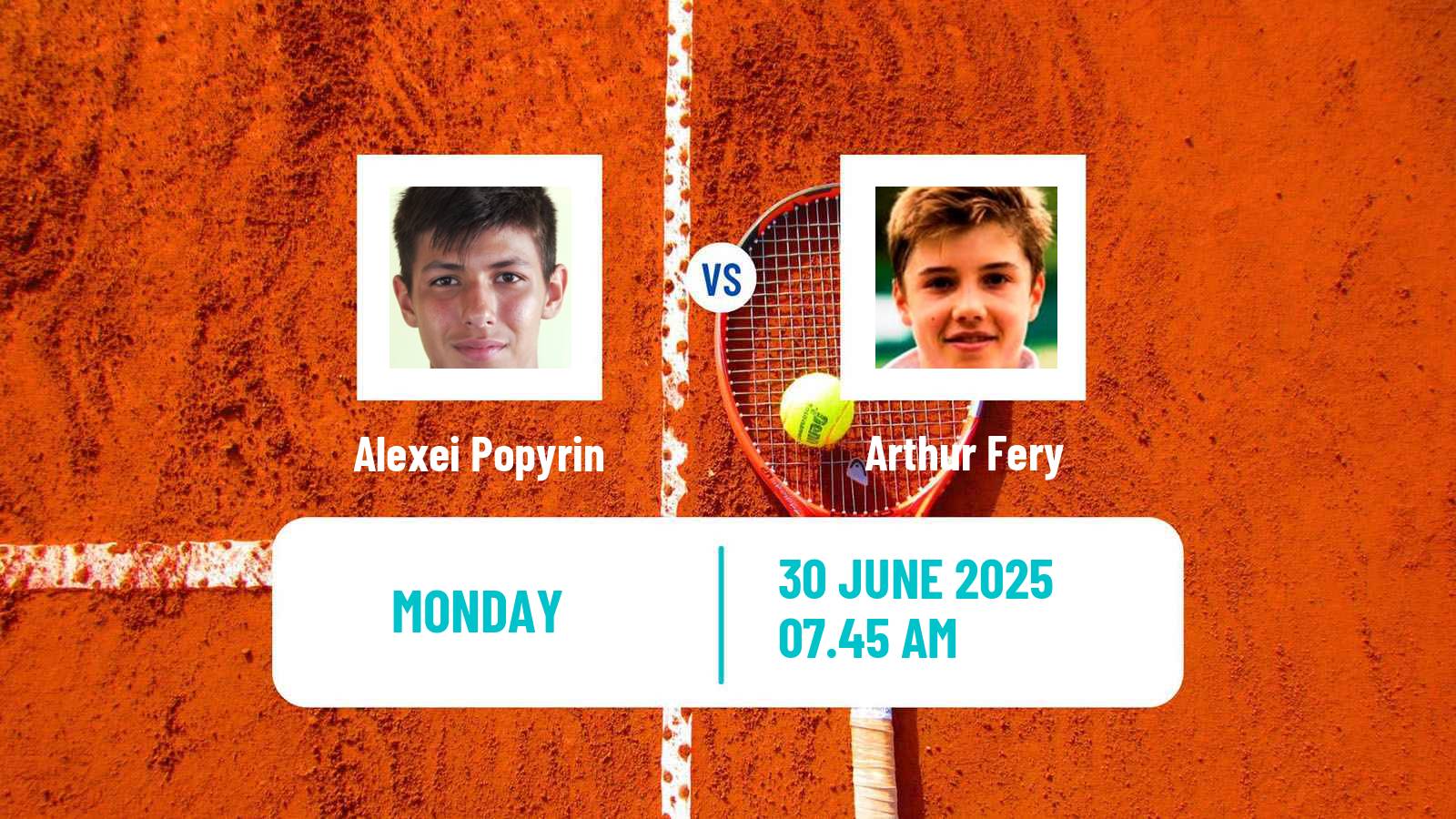 Tennis ATP Wimbledon Alexei Popyrin - Arthur Fery