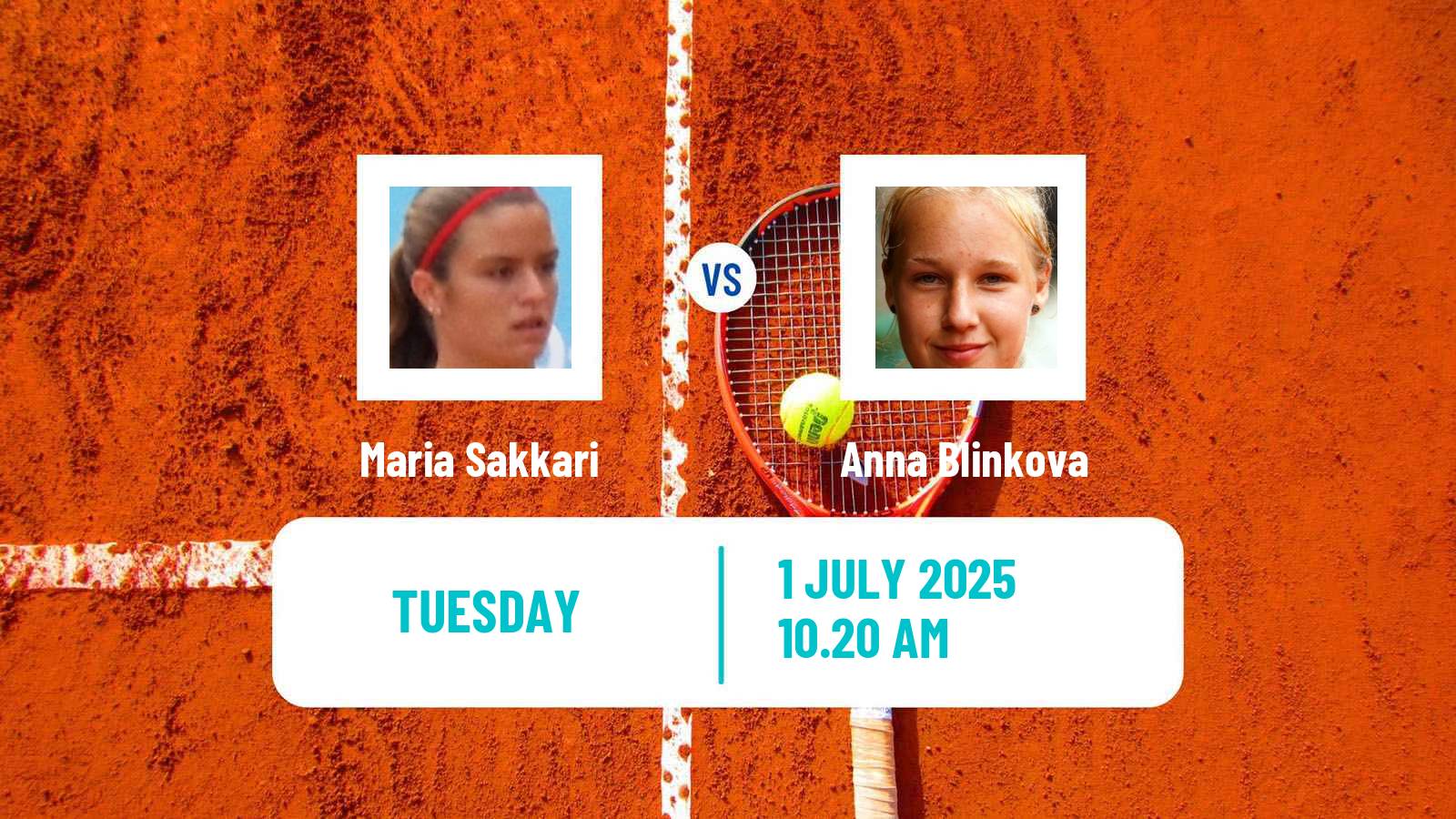 Tennis WTA Wimbledon Maria Sakkari - Anna Blinkova