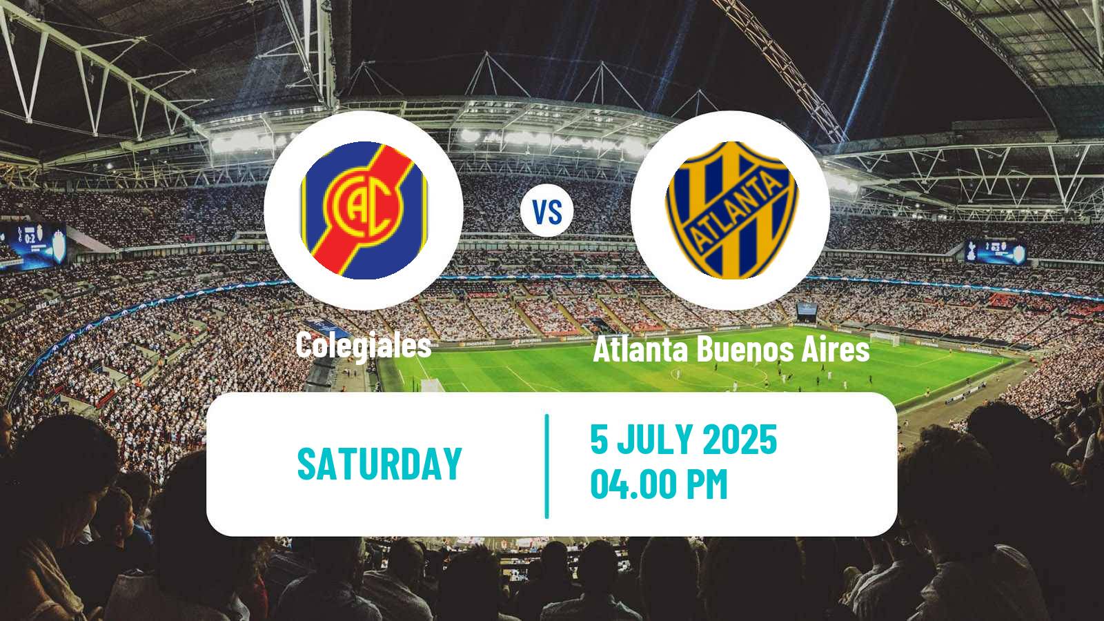 Soccer Argentinian Primera Nacional Colegiales - Atlanta Buenos Aires