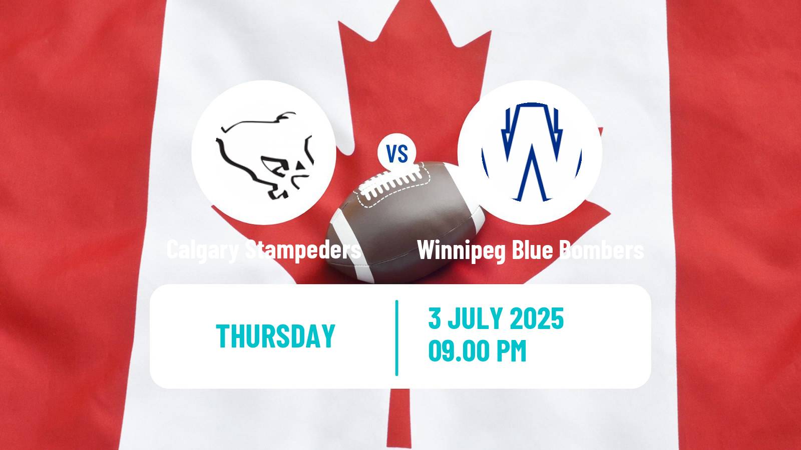 Canadian football CFL Calgary Stampeders - Winnipeg Blue Bombers