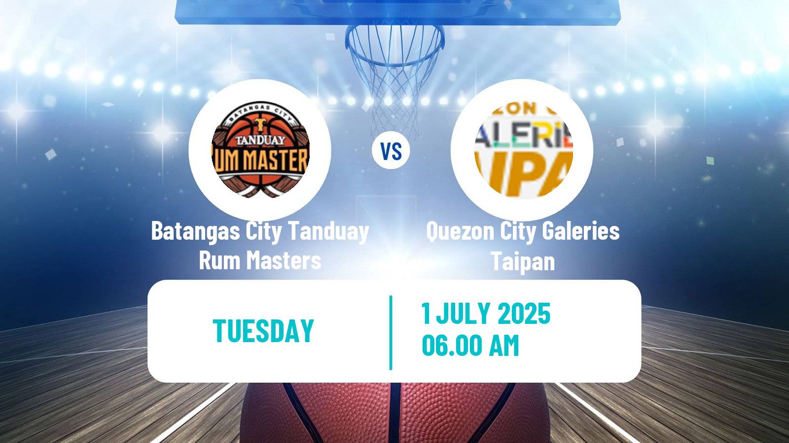 Basketball Philippines MBPL  Batangas City Tanduay Rum Masters - Quezon City Galeries Taipan