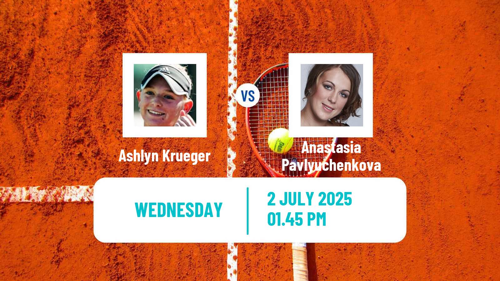 Tennis WTA Wimbledon Ashlyn Krueger - Anastasia Pavlyuchenkova