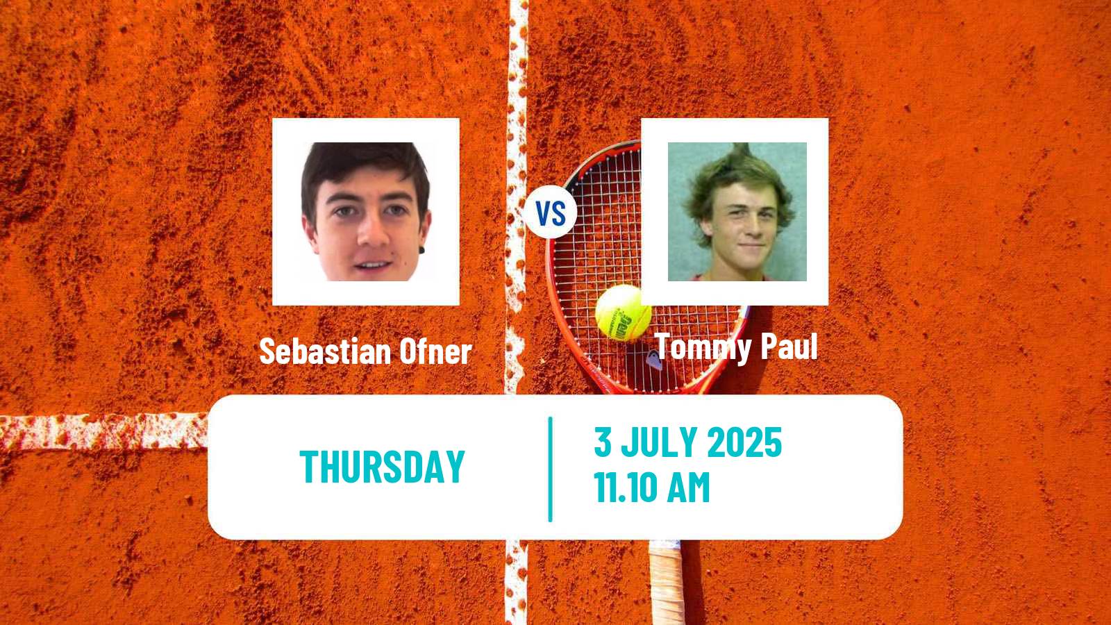 Tennis ATP Wimbledon Sebastian Ofner - Tommy Paul