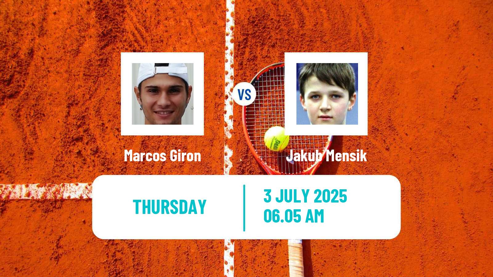 Tennis ATP Wimbledon Marcos Giron - Jakub Mensik