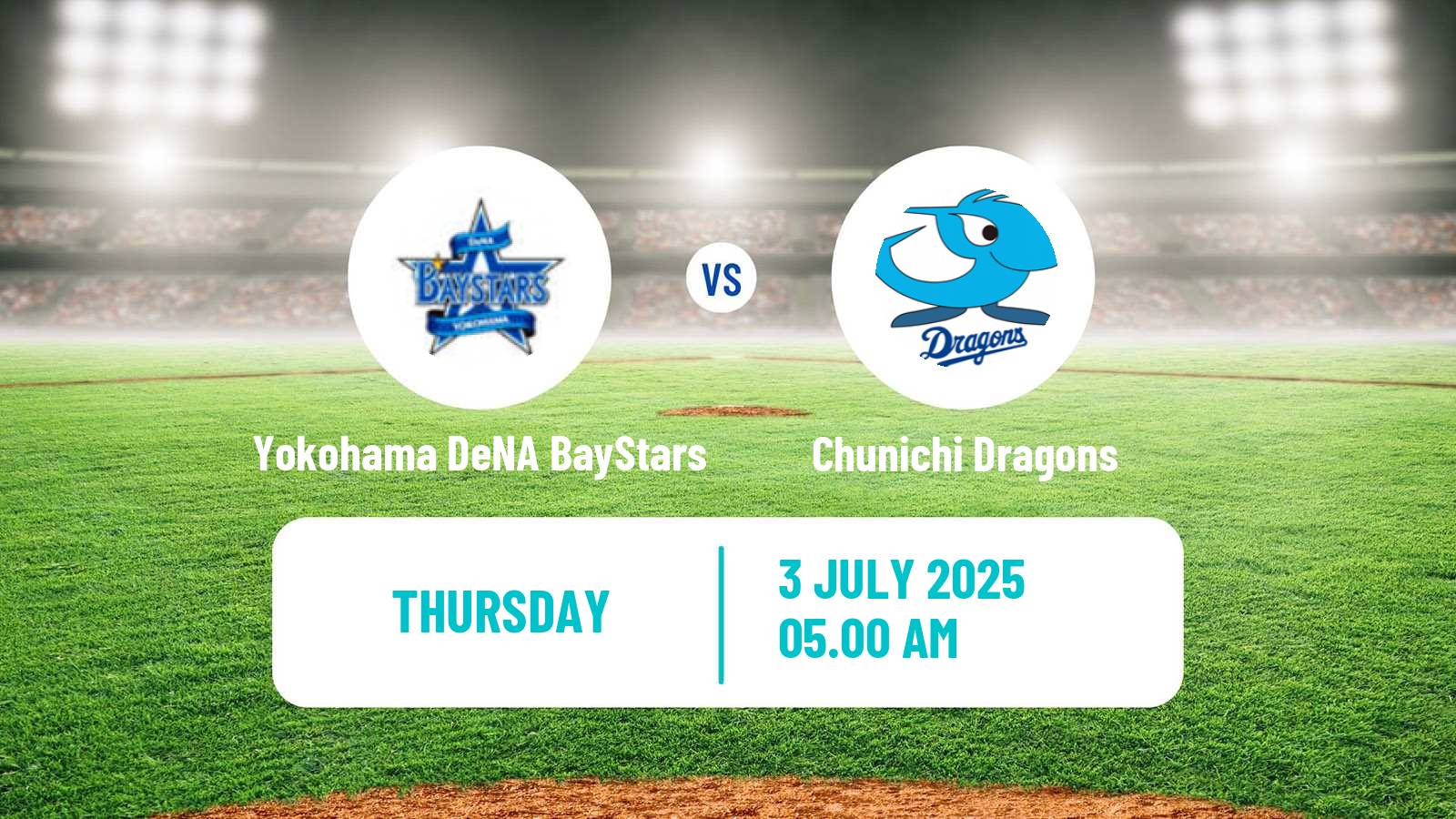 Baseball NPB Yokohama DeNA BayStars - Chunichi Dragons