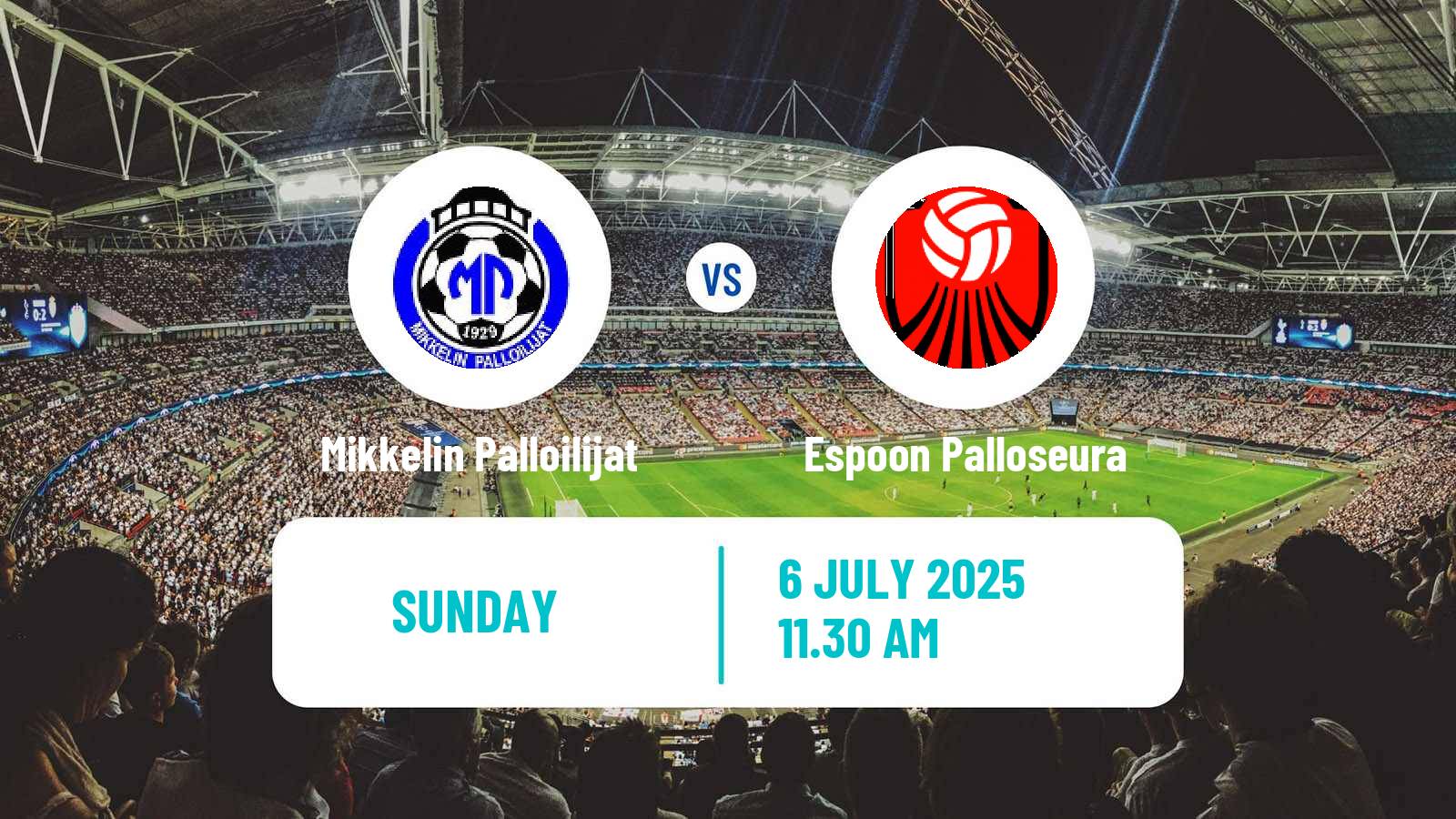 Soccer Finnish Ykkonen Mikkelin Palloilijat - Espoon Palloseura