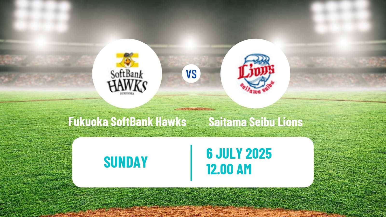 Baseball NPB Fukuoka SoftBank Hawks - Saitama Seibu Lions