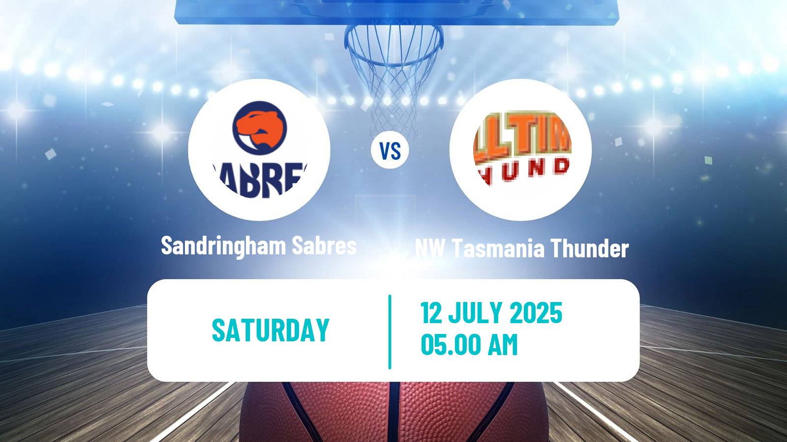 Basketball Australian NBL1 South Sandringham Sabres - NW Tasmania Thunder