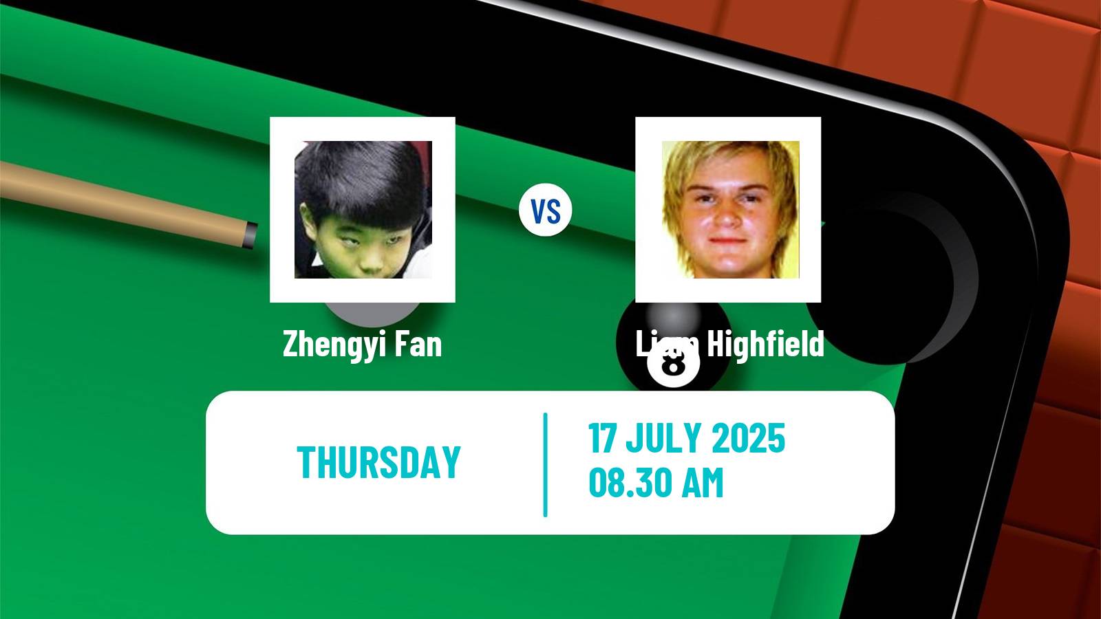 Snooker Championship League Zhengyi Fan - Liam Highfield