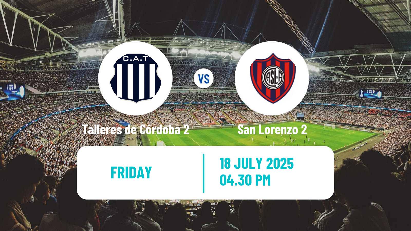 Football Argentinian Reserve League Talleres de Córdoba 2 - San Lorenzo 2