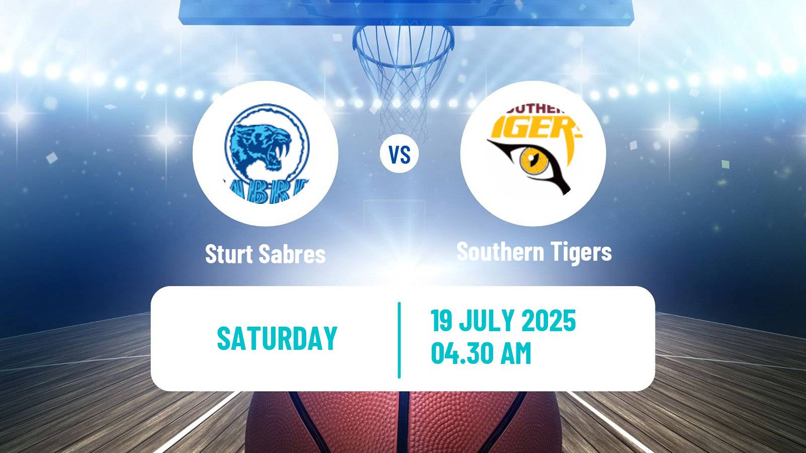 Basketball Australian NBL1 Central Sturt Sabres - Southern Tigers