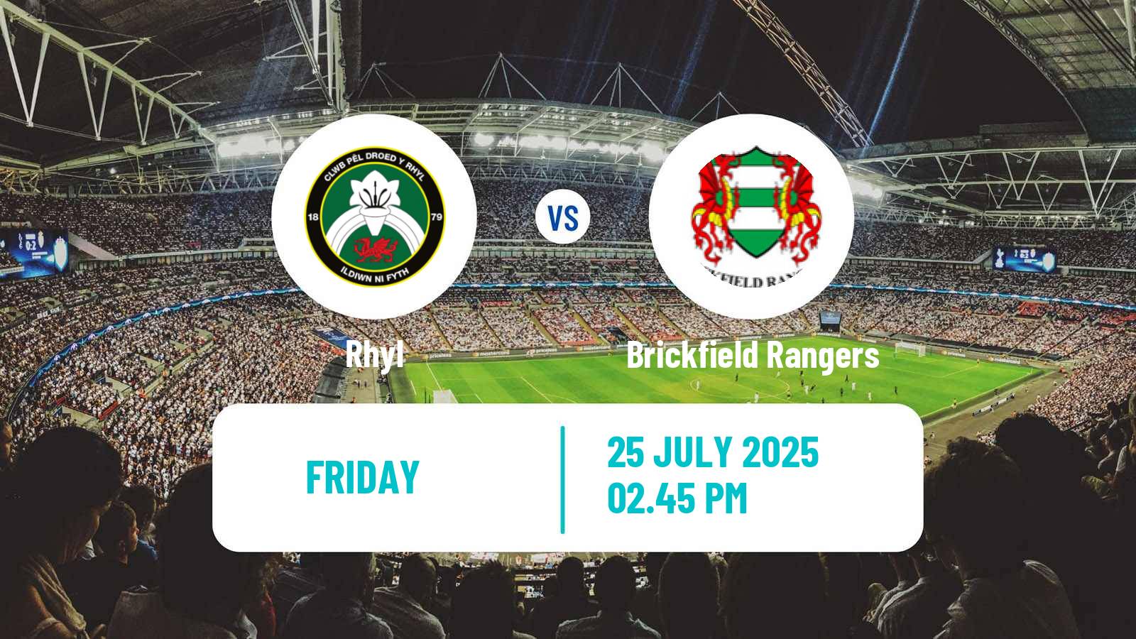 Football Welsh Cymru North Rhyl - Brickfield Rangers